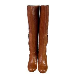 Vince Camuto Boots Womens 6.5 B Emala Cognac Double Zip Soft Leather Upper Knee